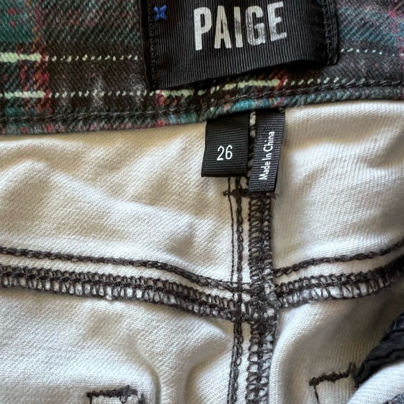COPY - Paige Hoxton Skinny Ankle Atlantic Tartan plaid high rise jeans - Picture 6 of 7